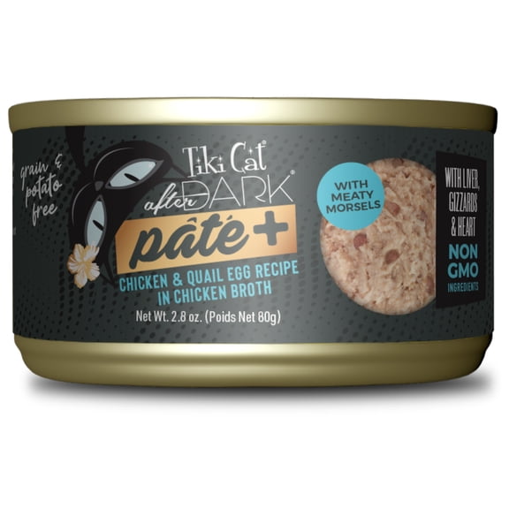 Tiki Cat After Dark Pate+, Chicken & Quail Egg, 2.8 oz. Can