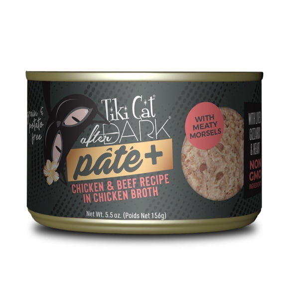 Tiki Cat After Dark Pate+ Wet Cat Food, Chicken & Beef, 5.5 oz. Can