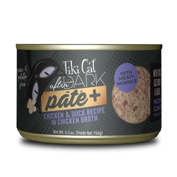 Tiki Cat After Dark Pate+ Wet Cat Food, Chicken & Duck, 5.5 oz. Can