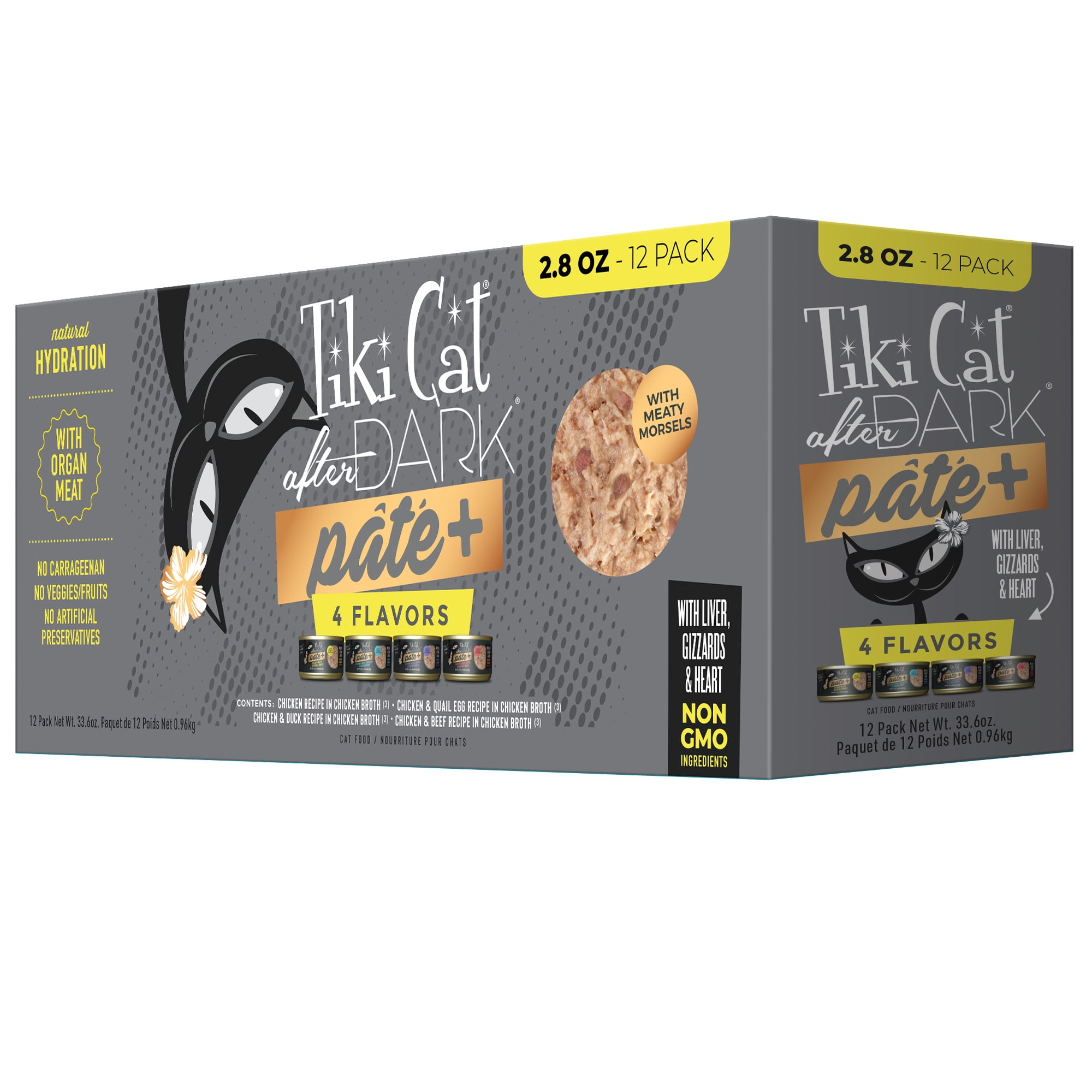 Tiki Cat After Dark Pate+ Wet Cat Food, Variety Pack, 2.8 oz. Can (12 Count)