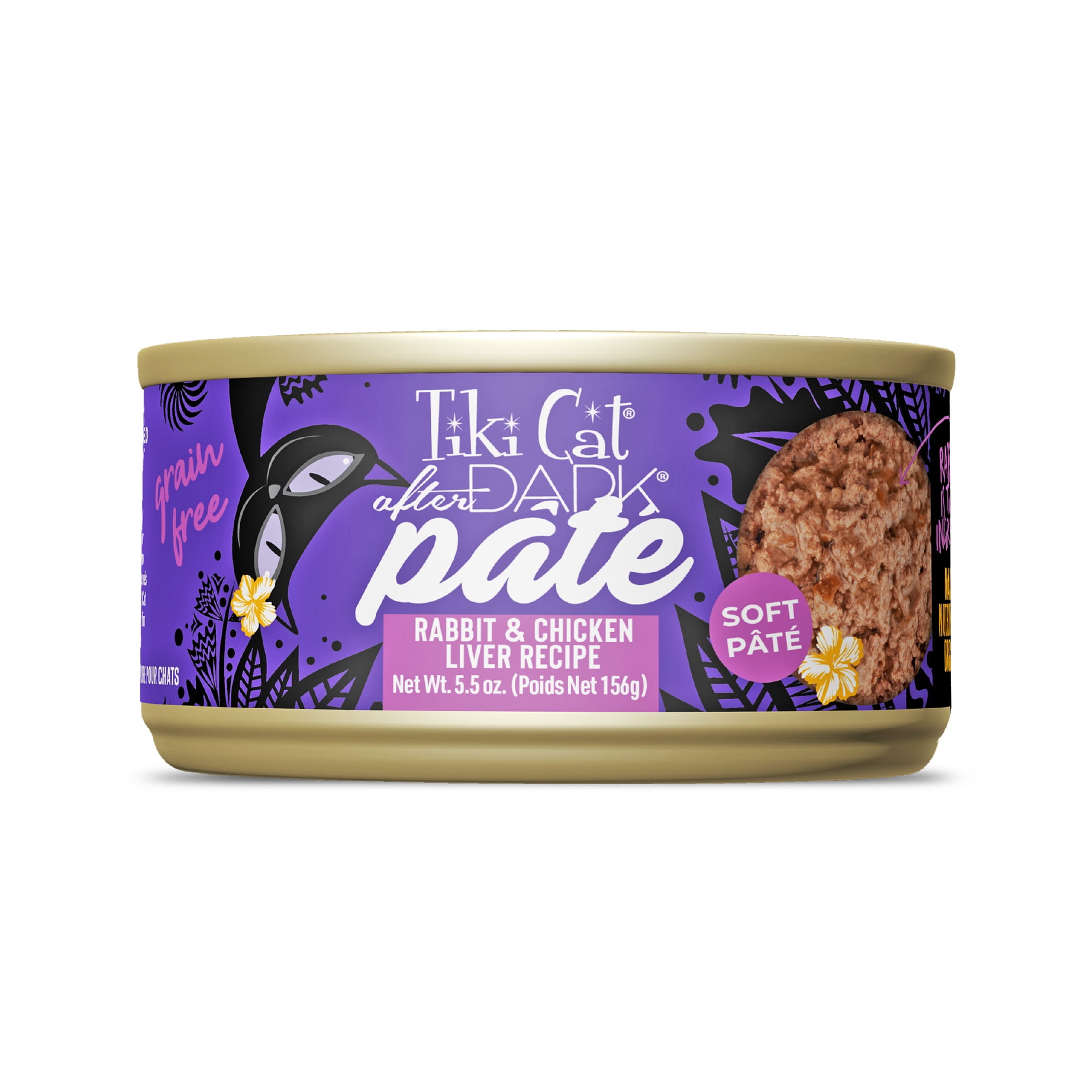 Tiki Cat After Dark Soft Pate Wet Cat Food, Dark Rabbit & Chicken Liver Recipe, 5.5 oz. Can