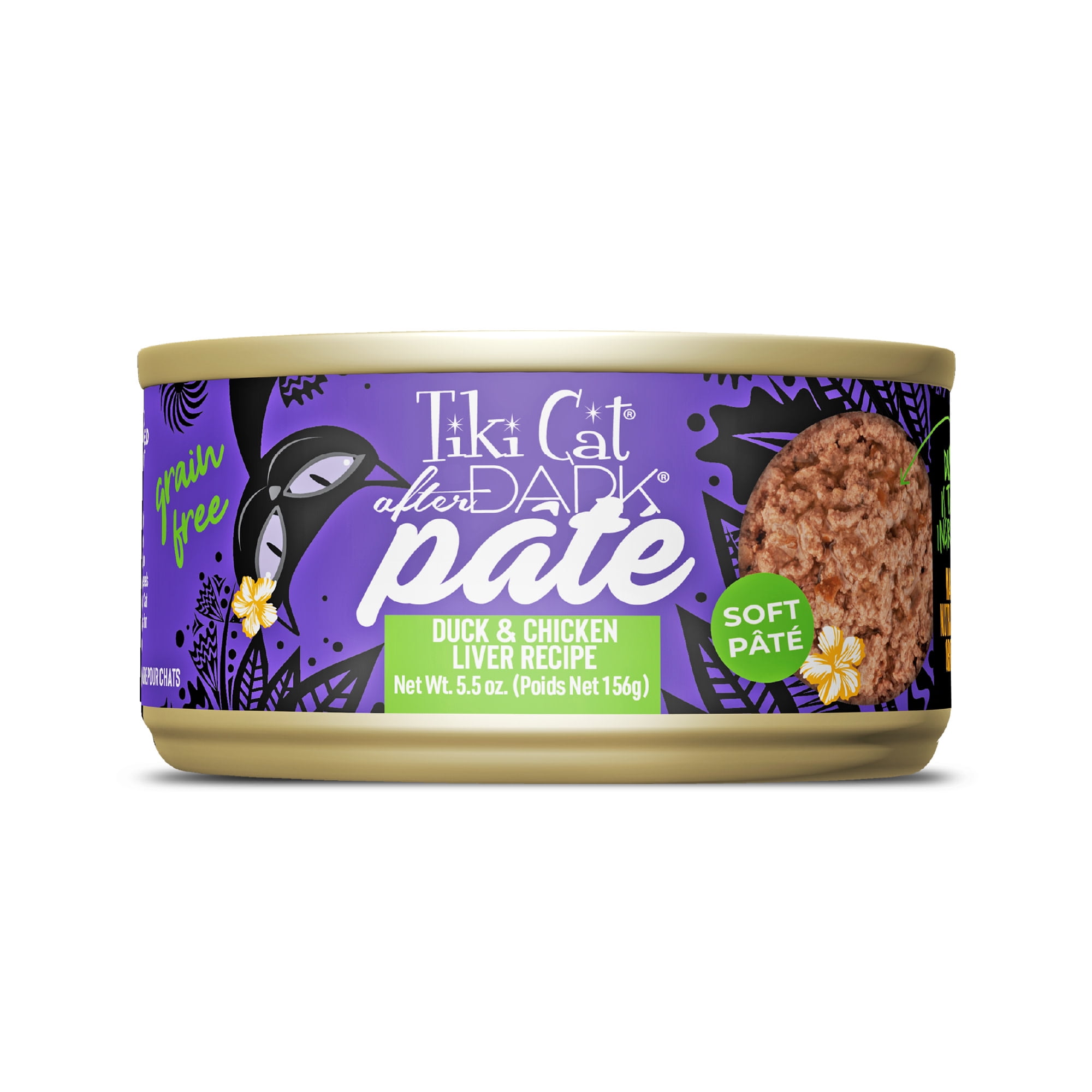 Tiki Cat After Dark Soft Pate Wet Cat Food, Duck & Chicken Liver Recipe, 5.5 oz. Can