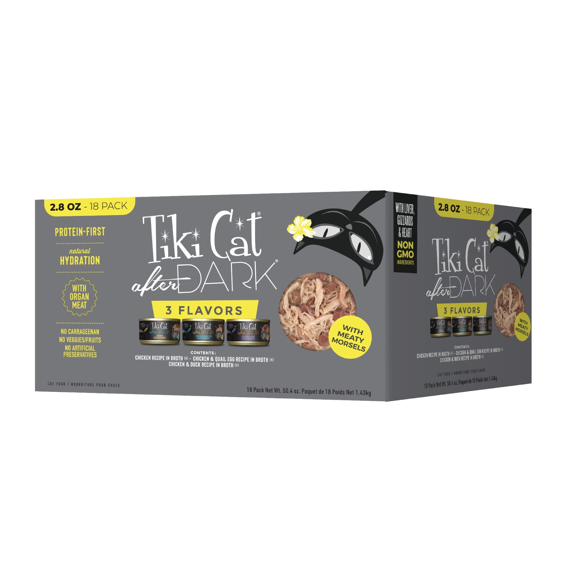 Tiki Cat After Dark Whole Foods Wet Cat Food, Variety Pack, 2.8 oz. Can (18 Count)