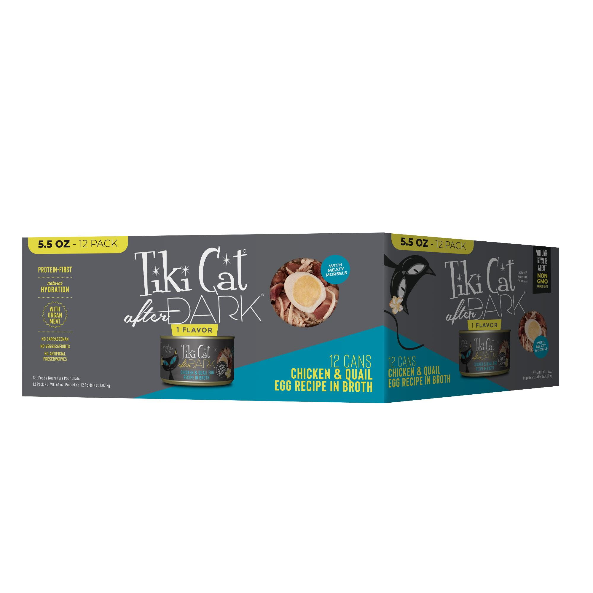 Tiki Cat After Dark Whole Foods Wet Cat Food, Chicken & Quail Egg Multi Pack, 5.5 oz. Can (12 Count)