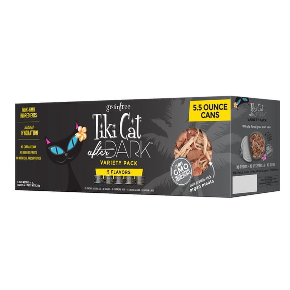 Tiki Cat After Dark Whole Foods Wet Cat Food, Variety Pack, 5.5 oz. Can (8 Count)