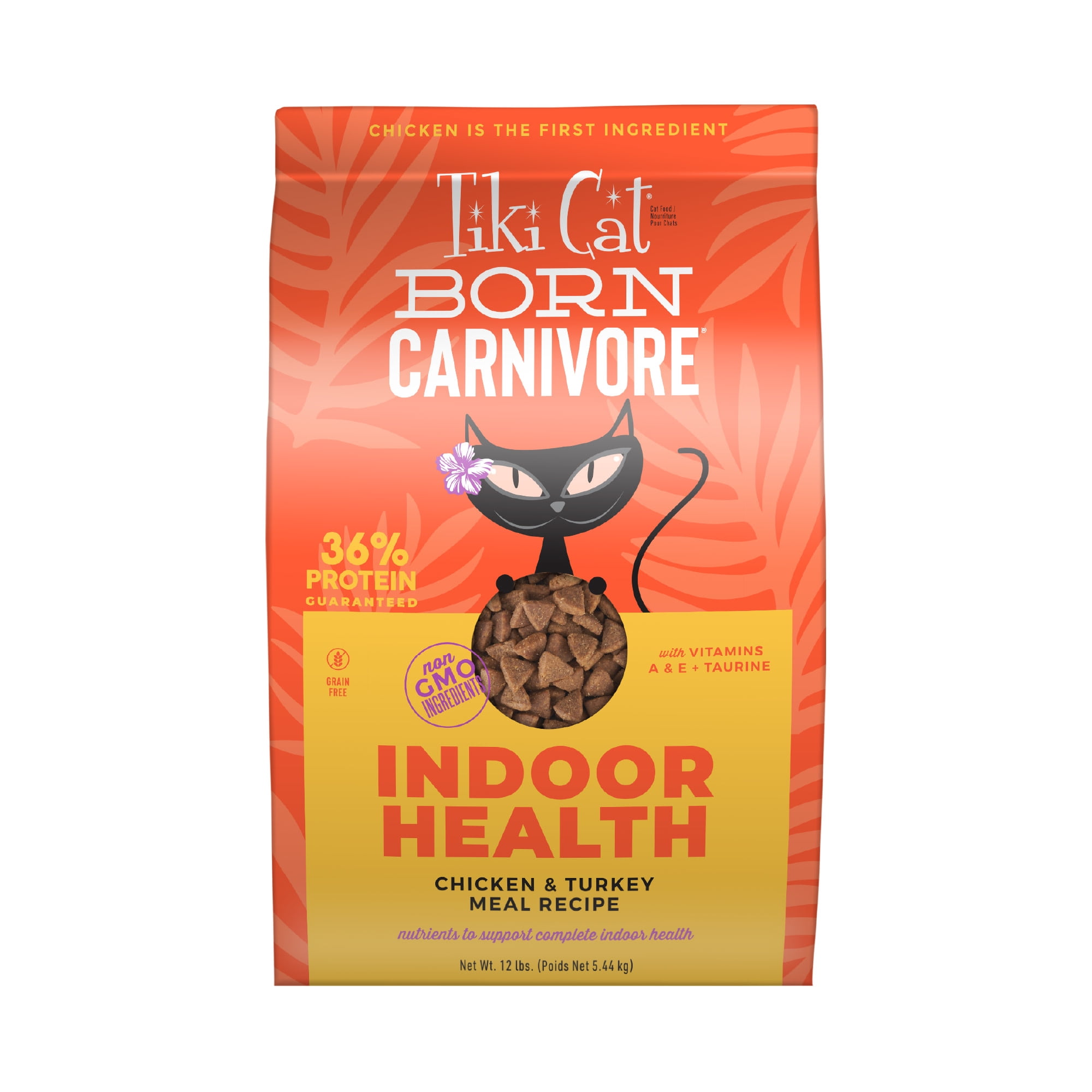 Tiki Cat Born Carnivore Indoor Health Dry Cat Food, Chicken & Turkey Meal, 12 lbs. Bag
