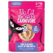 Tiki Cat Born Carnivore Wet Cat Food, Mousse, Tuna & Salmon Recipe in Tuna Broth, 2.4 oz. Pouch