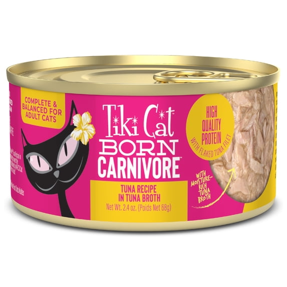 Tiki Cat Born Carnivore Wet Cat Food, Tuna Recipe in Tuna Broth, 2.4 oz. Can