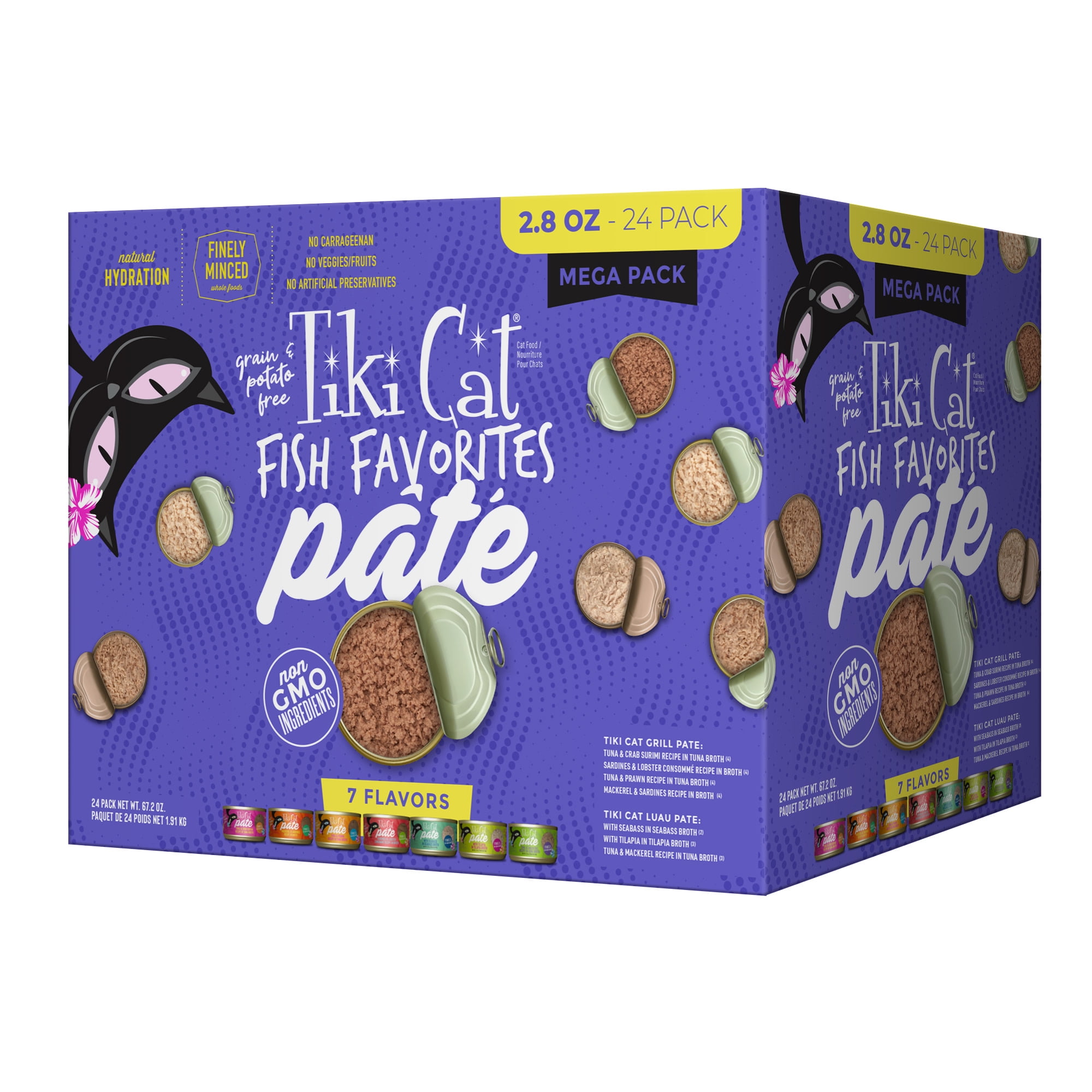 Tiki Cat Fish Favorites Pate Wet Cat Food Mega Pack, 2.8 oz. Can (24 ...