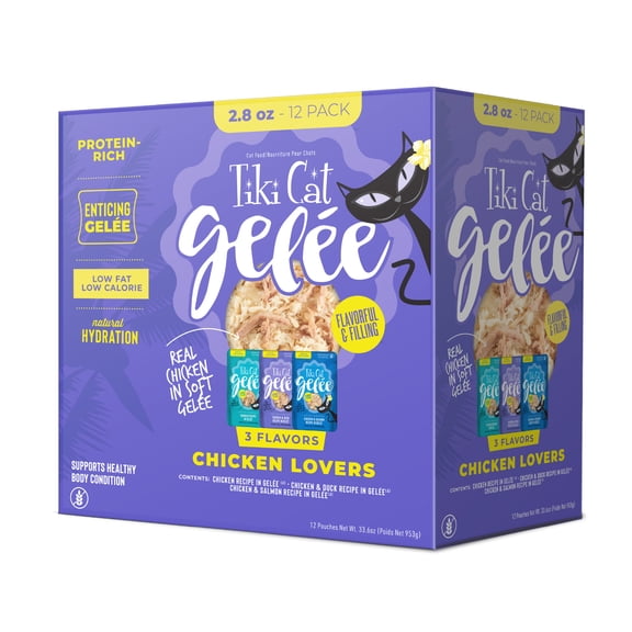 Tiki Cat Gelee Wet Cat Food, Variety Pack, 2.8 oz. Pouch (12 Count)