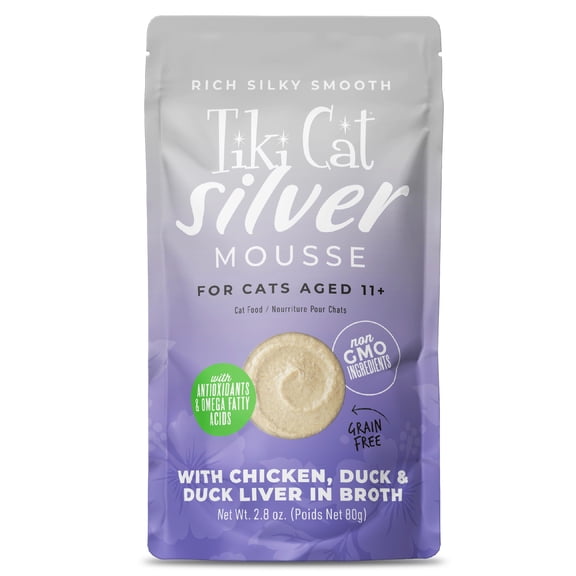 Tiki Cat Silver Chicken & Duck Liver in Broth Mousse Wet Cat Food, 2.8 oz., Case of 12