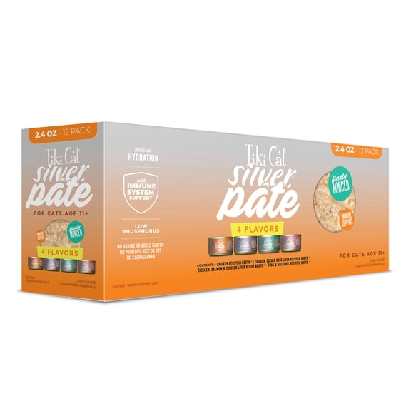 Tiki Cat Silver Pate Wet Cat Food Variety Pack 2.4 oz. Count of 12