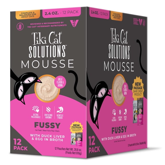 Tiki Cat Solutions Mousse Multipack Fussy Duck Liver & Egg Wet Cat Food 2.4 oz. Count of 12