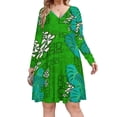 thumbnail image 1 of Tiki Garden Wall Green Long Sleeve Dresses For Women Vintage Elegant Party Dress Oversized V-neck Dress S-8XL, 1 of 7