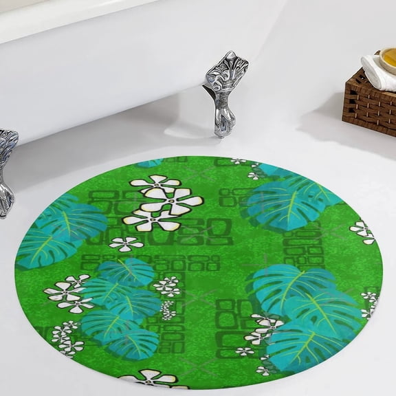 Tiki Garden Wall - Green Round Carpet Circle Rug Outdoor Patio Area Rug Washable Large Area Rugs Hallway Room Decor Fitness Mats