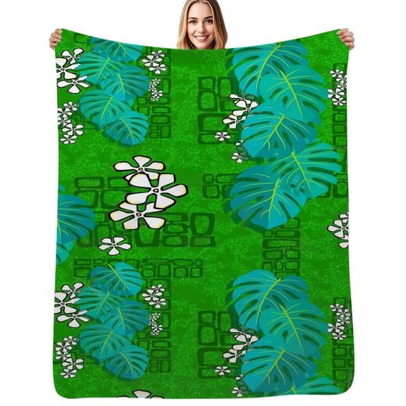 Tiki Garden Wall green Flannel Blankets Soft Warm Throw Blanket Autumn Camping Bedroom Aesthetic Bedspread