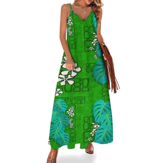 Tiki Garden pattern Green Sleeveless Dress Loose Women's Dress Dresses Luxury Evening Dresses