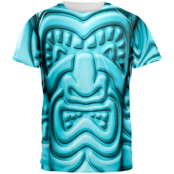 Tiki God Blue Face Luau All Over Mens T Shirt Multi MD