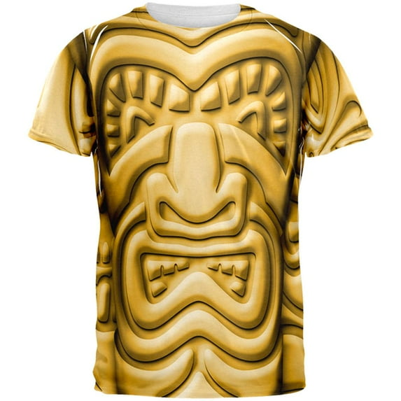 Tiki God Gold Face Luau All Over Mens T Shirt Multi MD