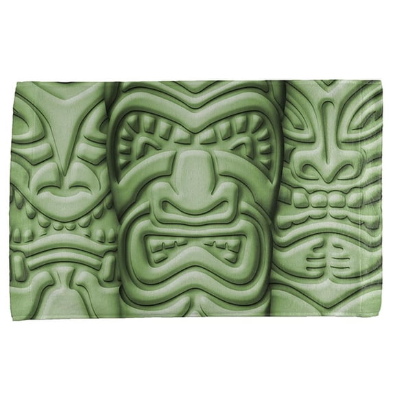 Tiki God Green Face Luau All Over Bar Hand Towel