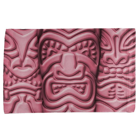 Tiki God Pink Face Luau All Over Bar Hand Towel