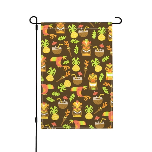 Tiki Hawaiian Retro Vintage Garden Flag Outdoor House Flags 12 X 18 Inch Banner Yard Home Decoration