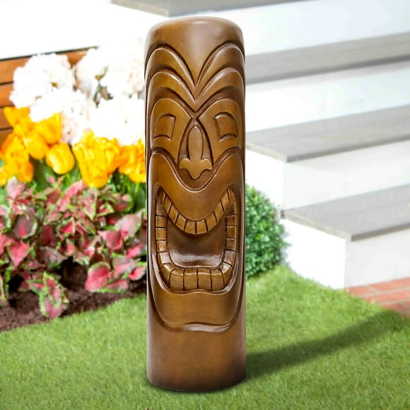 Tiki Head Garden Decor, Garden Sculptures & Statues Totem Pole Bar Outdoor Patio Pool Deck Yard Decorations