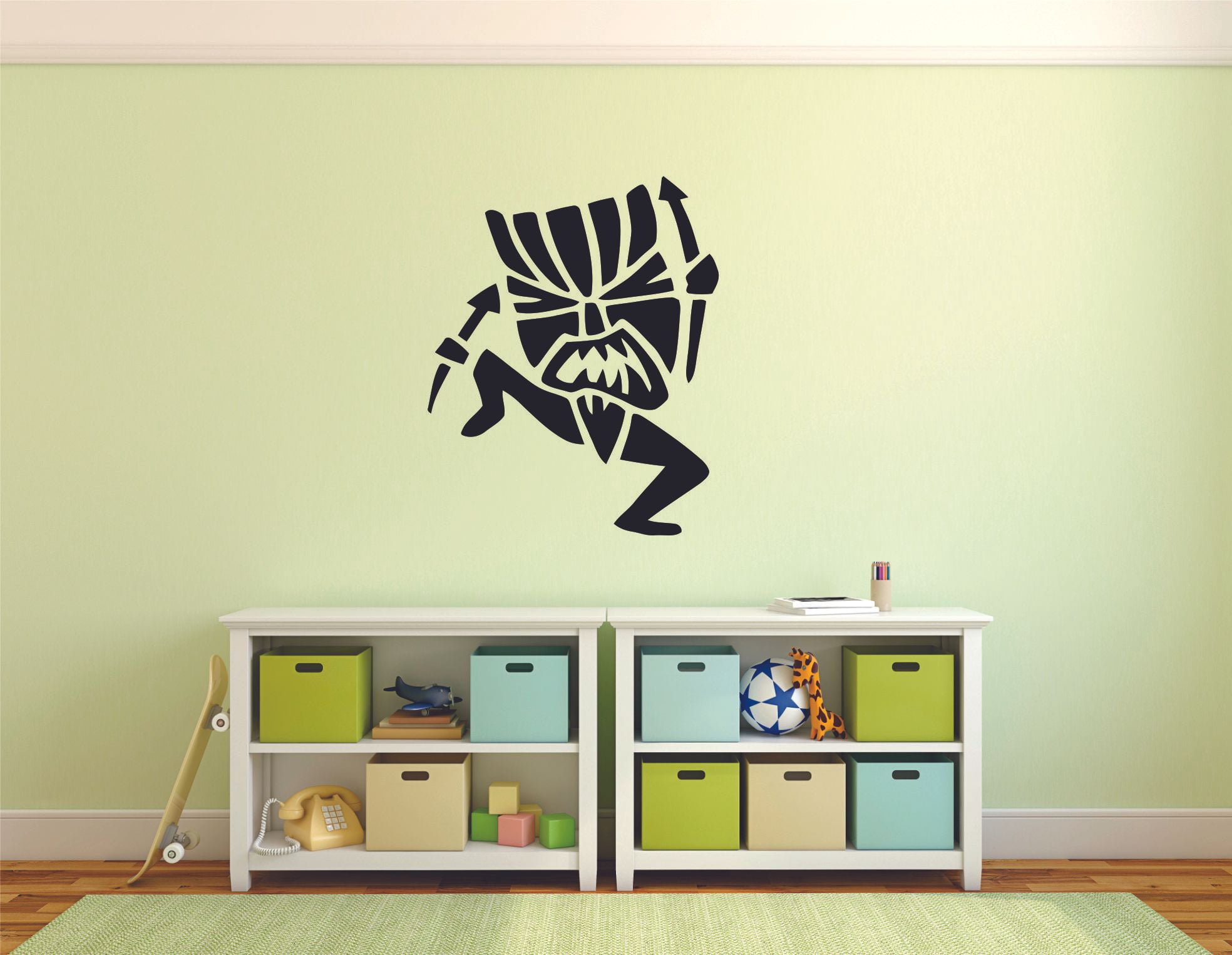 Tiki Man Dancing Hawaiian Wall Decal - 30x27 Inch, Removable Vinyl Sticker For Kids Room, Nursery & Home Decor