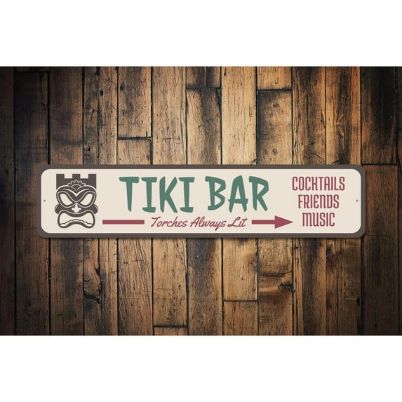 Tiki Mask Arrow Novelty Decor, Metal Wall Sign - 4x18 Inches