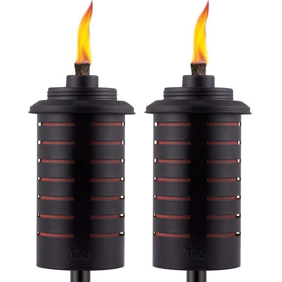 Tiki Metal Patio Torch, Black and Orange, 65 In., Easy Install, 2 Pieces