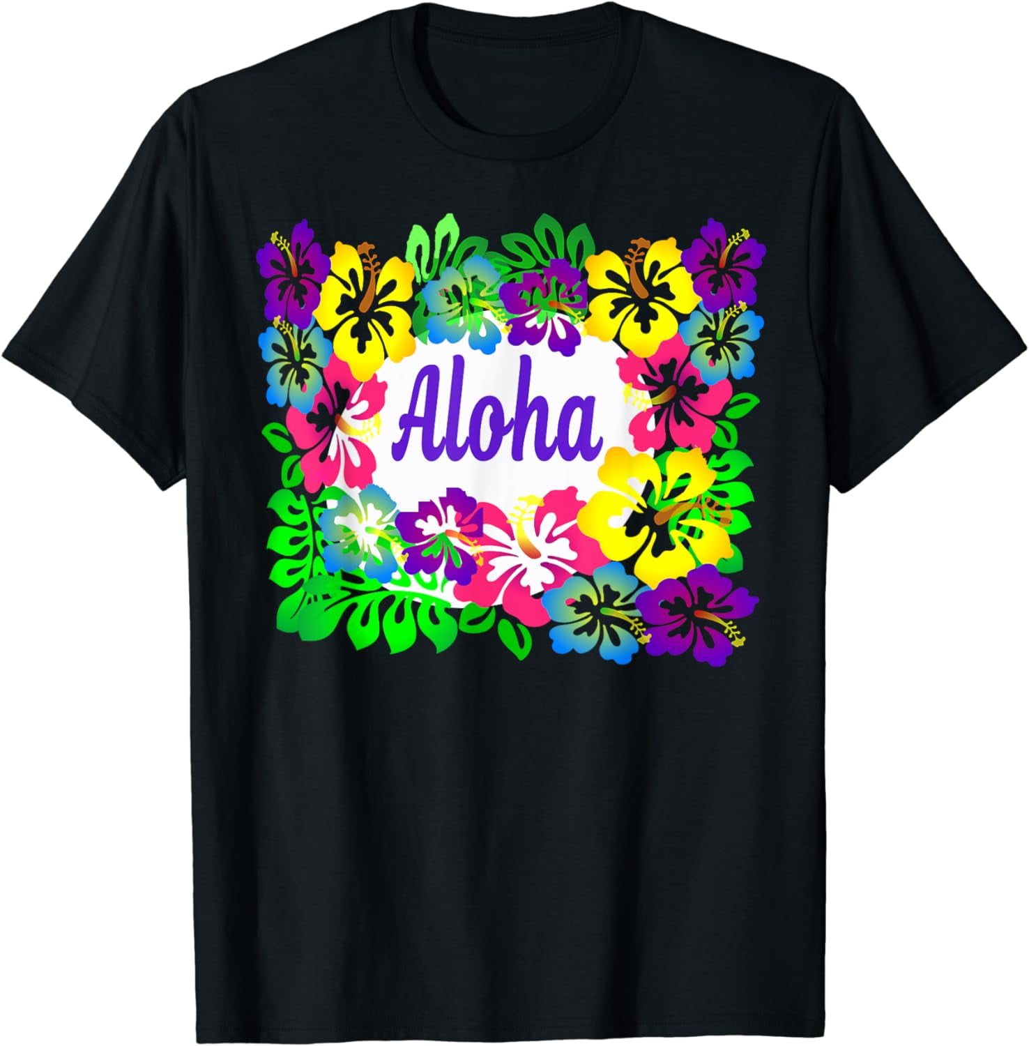 Aloha Flowers Hawaiian Funny Hawaii Beach Luau Party Women Tops T 