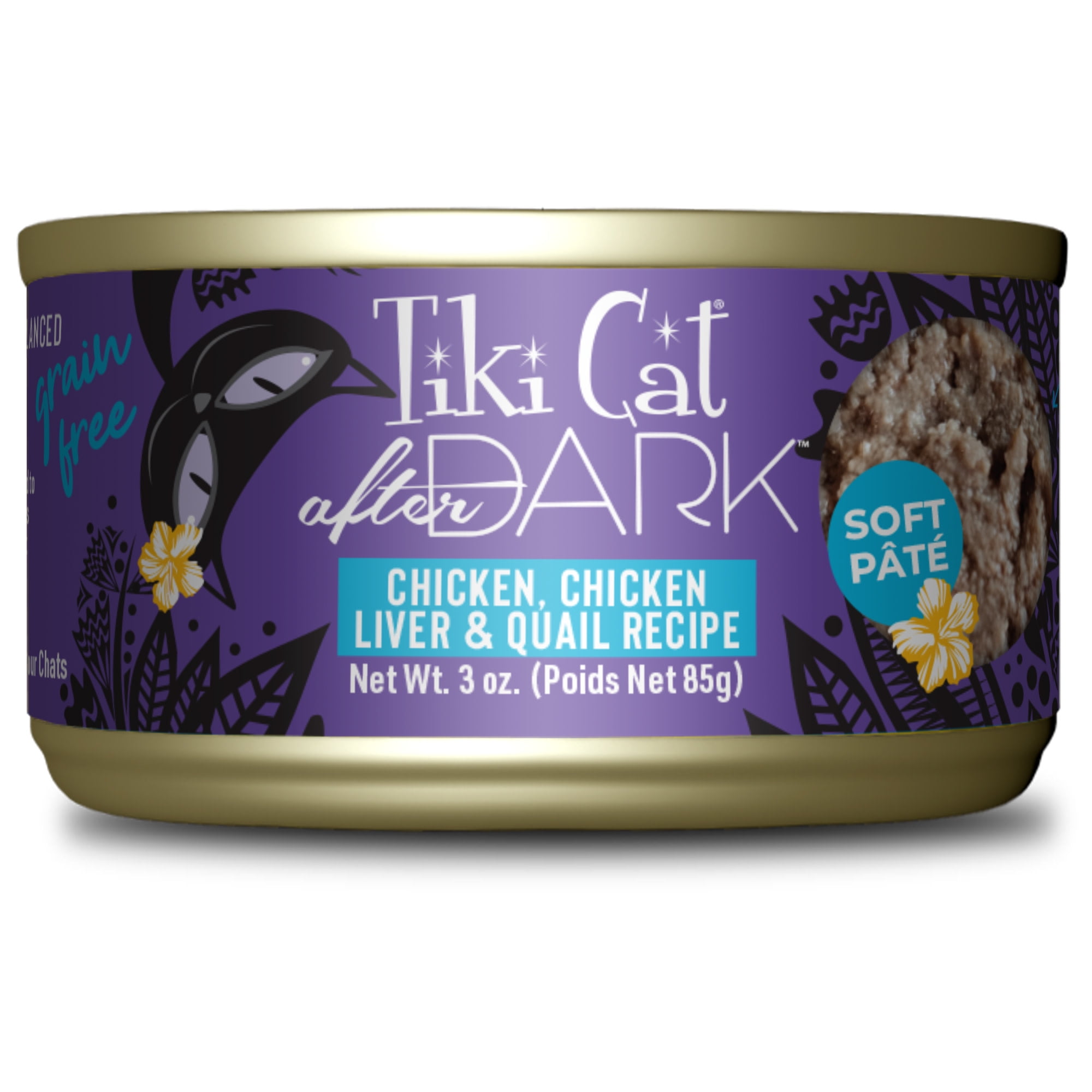 Tiki Cat After Dark Pate Wet Cat Food, Chicken & Quail, 3 oz. Can