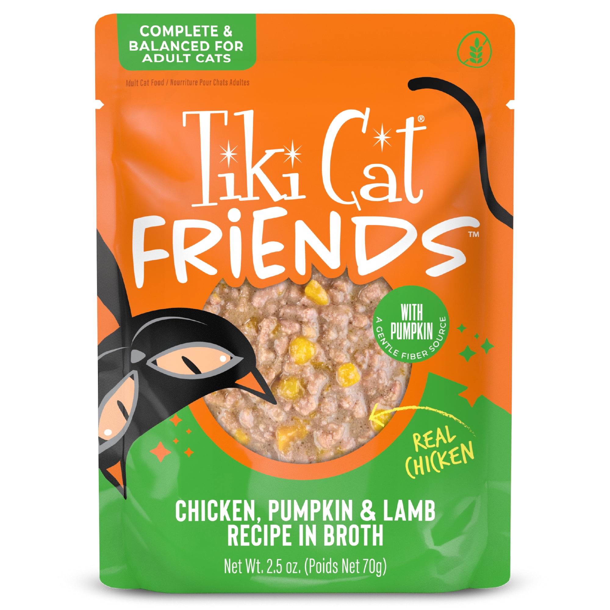 Tiki Cat Friends Wet Cat Food, Chicken Pumpkin & Lamb, 2.5 oz. Pouch