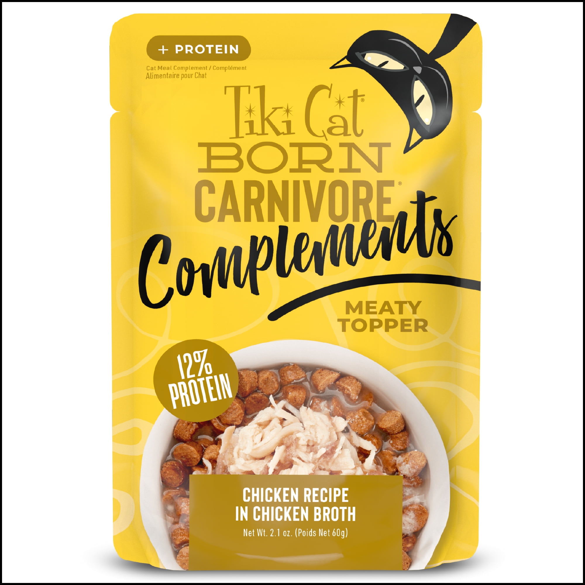Tiki Cat Born Carnivore Complements Wet Cat Food Topper, Chicken, 2.1 oz. Pouch