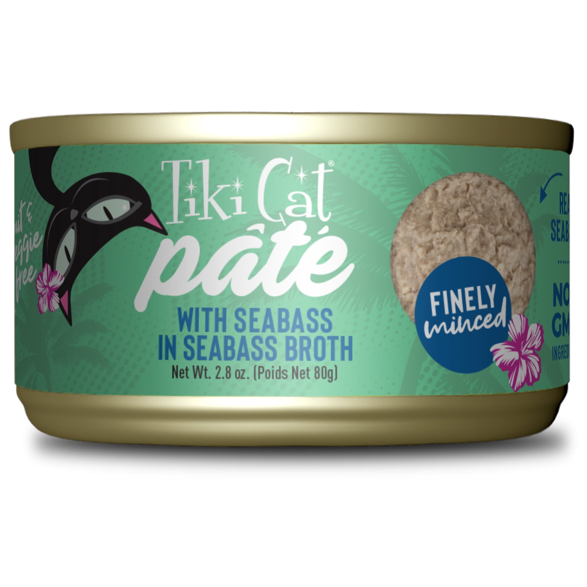 Tiki Cat Luau Pate Wet Cat Food, Seabass, 2.8 oz. Can