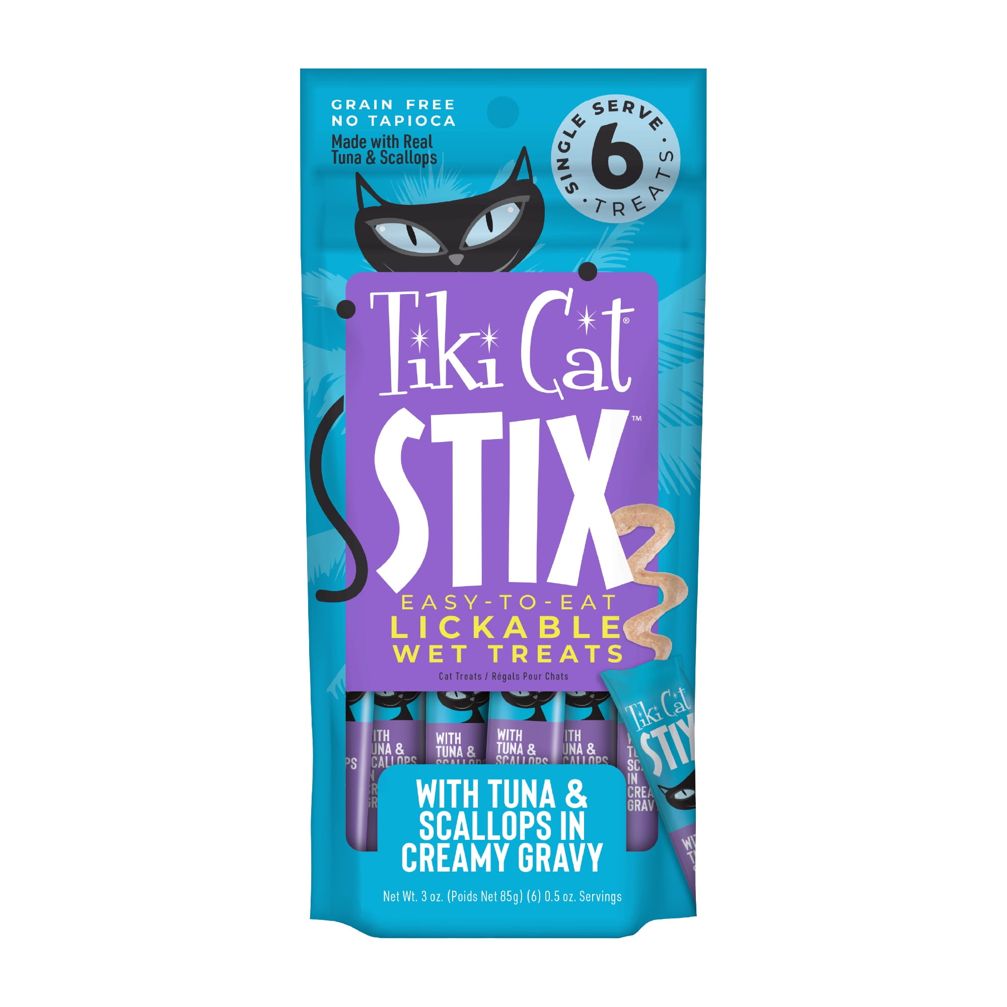 Tiki Cat Stix Wet Cat Treats, Tuna & Scallops, 3 oz. Pouch