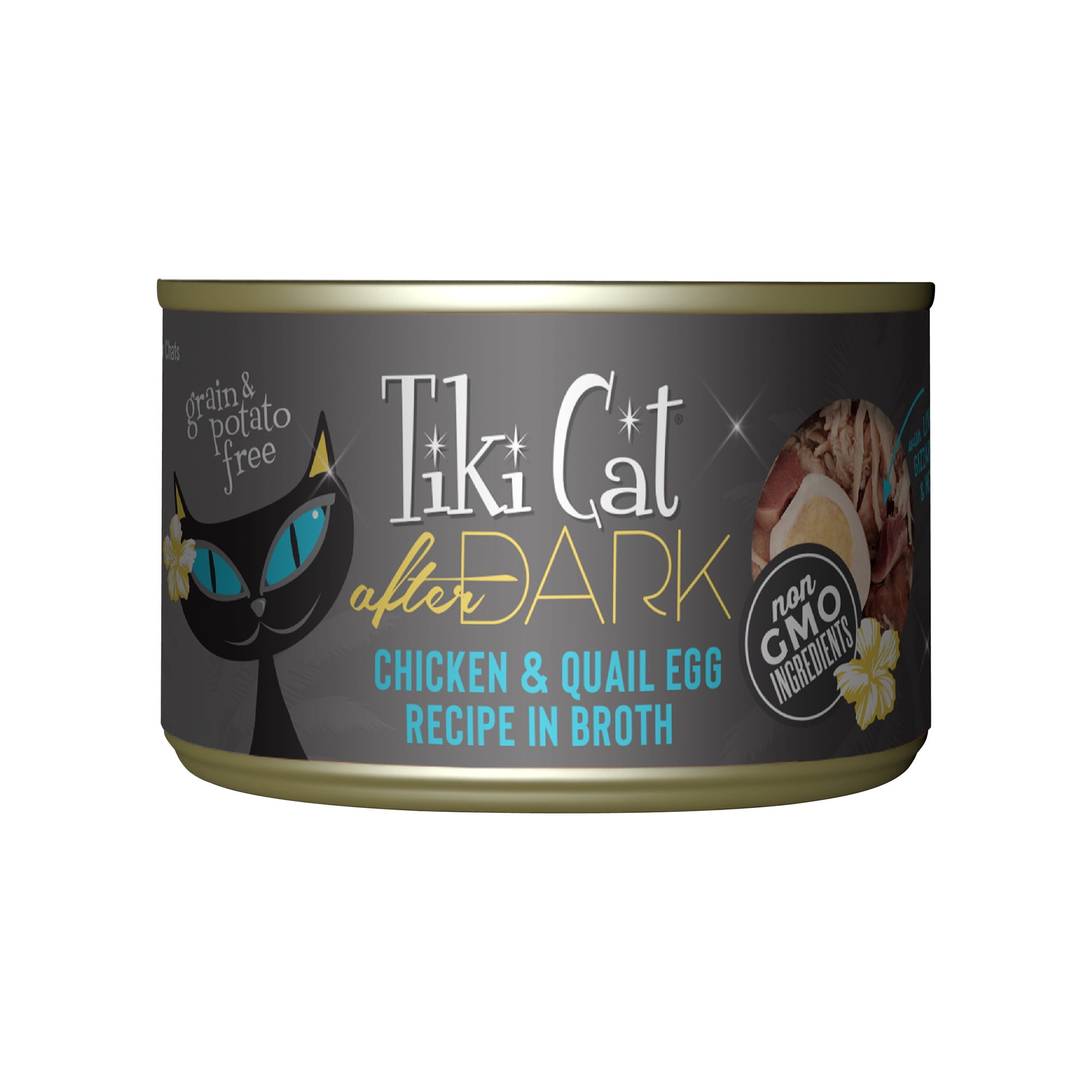 Tiki Cat After Dark Whole Foods Wet Cat Food, Chicken & Quail Egg, 5.5 oz. Can