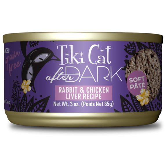 Tiki Cat After Dark Pate Wet Cat Food, Rabbit & Chicken Liver, 3 oz. Can