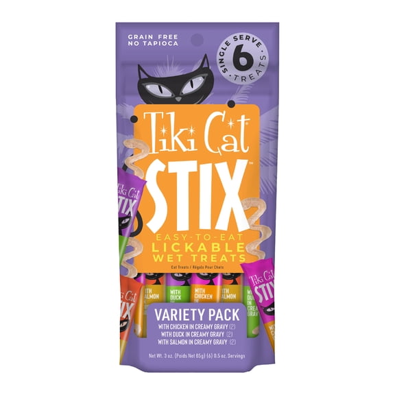 Tiki Cat Stix Wet Cat Treats, Variety Pack, 3 oz. Pouch (12 Count)