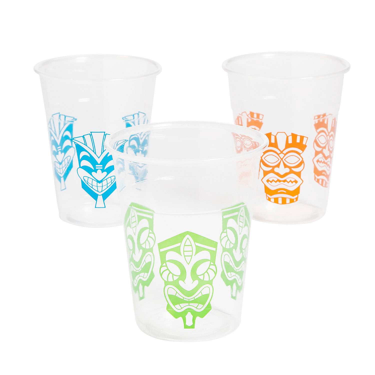 Tiki Plastic Cups - Bulk Set of 50, Each Holds 16 oz - Luau, Pool and Summer Party Supplies