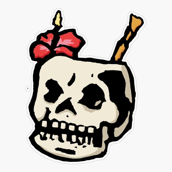 Tiki Skull Cocktail Island Bar Vibes Sticker