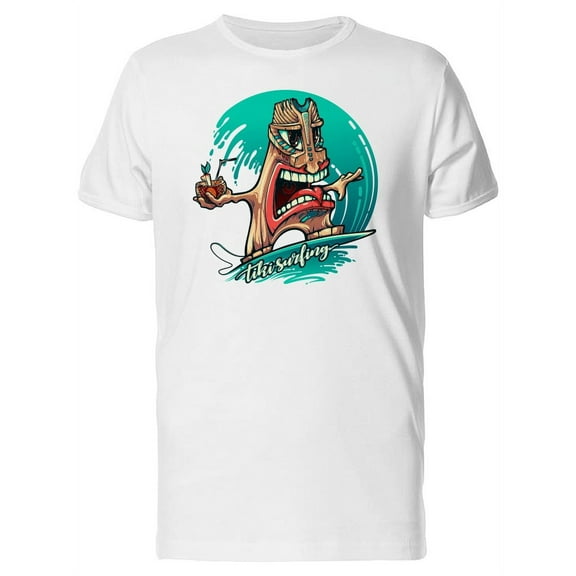Tiki Surfing Cartoon T-Shirt Men -Image by Shutterstock, Male Medium