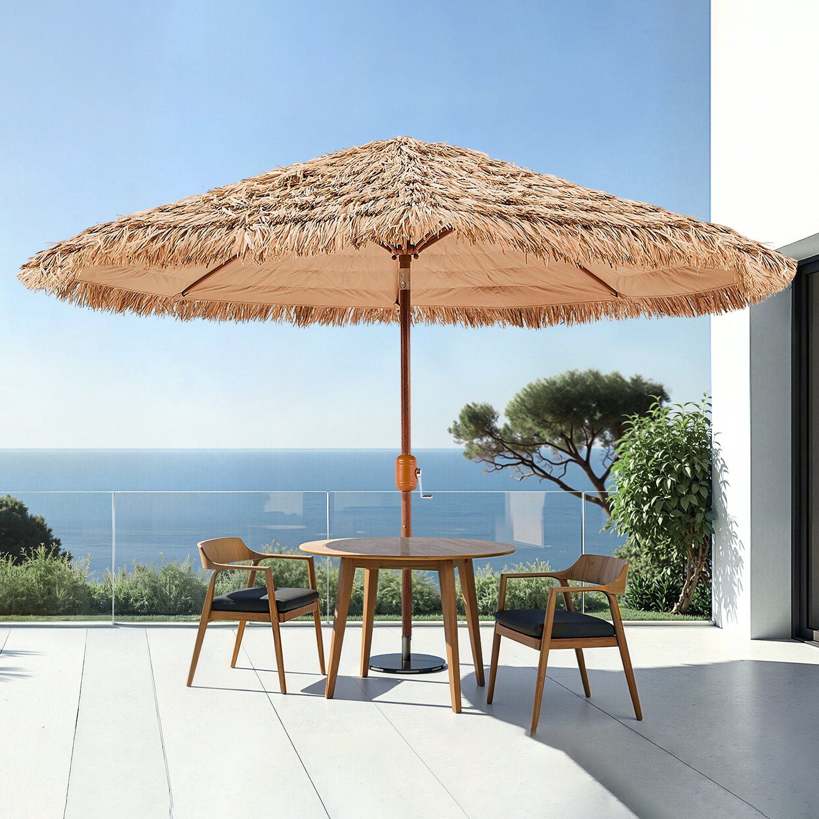 Tiki Thatched Patio Umbrella 9 ft - Heavy-Duty Poolside Beach Umbrella ...
