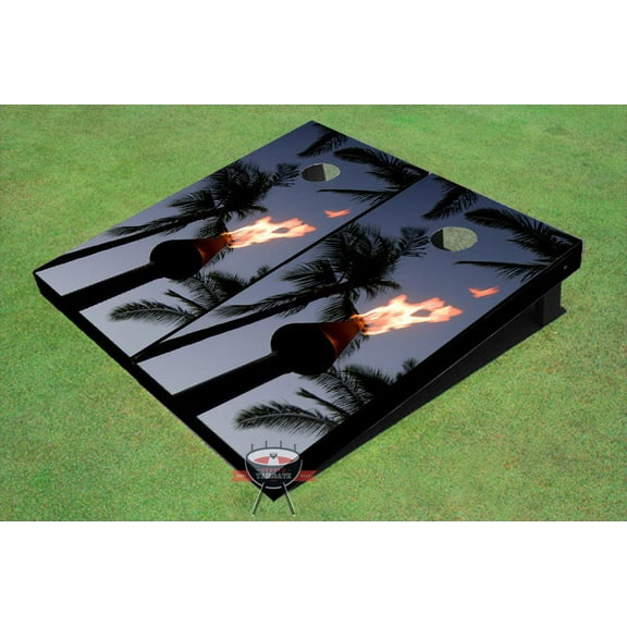 Tiki Torch Themed Cornhole Boards