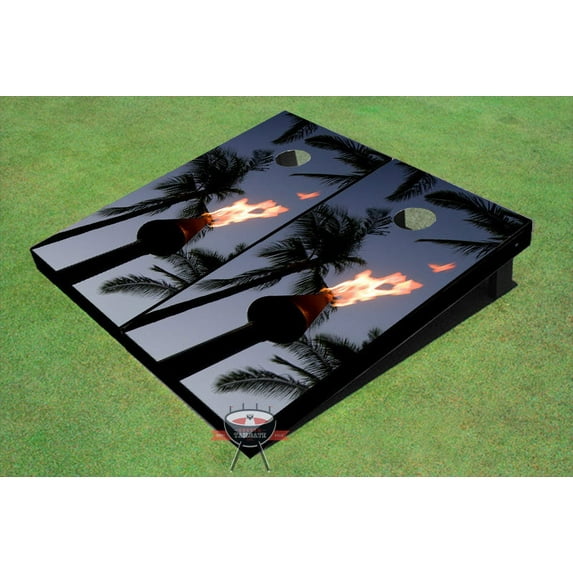 Tiki Torch Themed Cornhole Boards