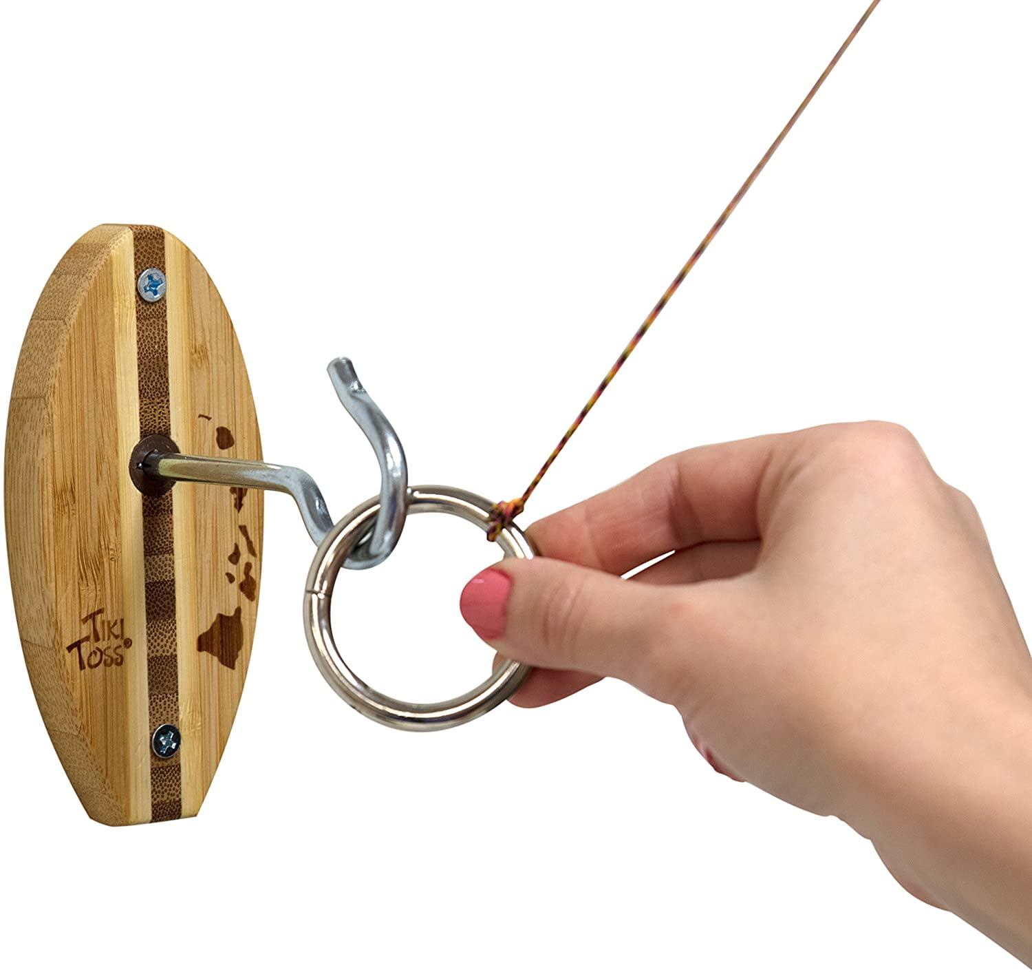 Tiki Toss Ring Toss Game - 13" Surfboard Hook & Ring Game For Adults, Indoor/Outdoor Party & Bar Games