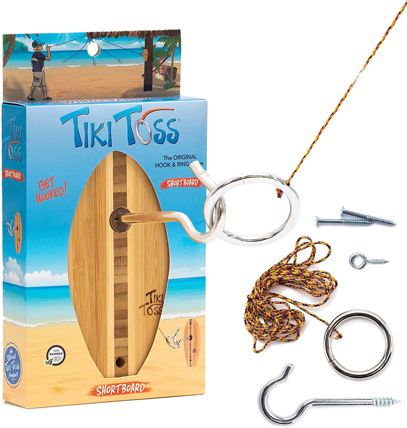 Tiki Toss Ring Toss Game for Adults & Kids - Short Board with