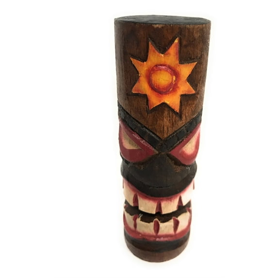 Tiki Totem 5" w/ Sunny Hawaii - Hand Carved & Painted | #dpt535812c