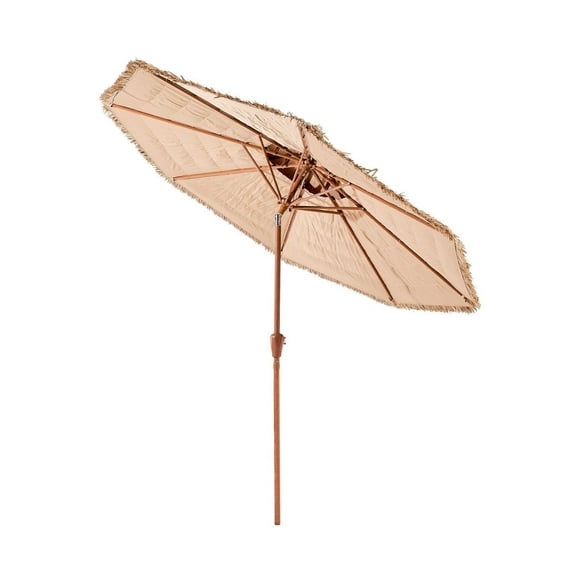 Tiki Umbrella 2-Tier 9ft Patio Umbrella - Thatched Outdoor Beach Pool Umbrella with Tilt