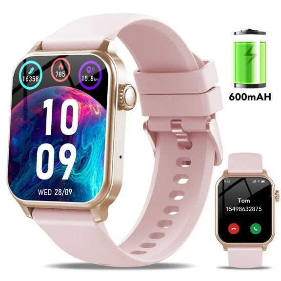 Tikland Smart Watches for Men Women, Smartwatch Fits for iPhone Android 1.83" HD Fitness Tracker with Call Function, 600 mAh 30 Day Battery Life, 110+ Sport Modes, Fitness Watch, IP68 Waterproof Pink